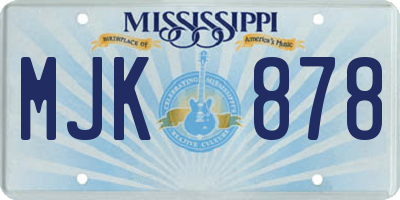 MS license plate MJK878