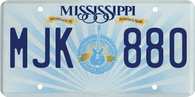 MS license plate MJK880
