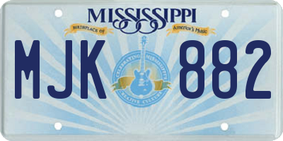 MS license plate MJK882