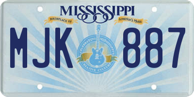 MS license plate MJK887