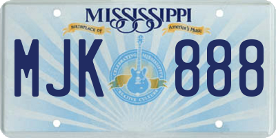 MS license plate MJK888