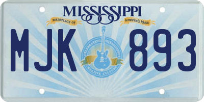 MS license plate MJK893