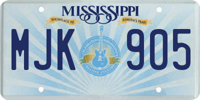 MS license plate MJK905