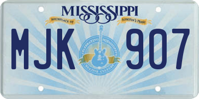 MS license plate MJK907