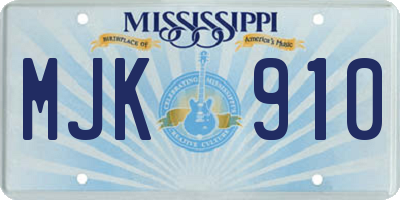 MS license plate MJK910