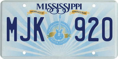 MS license plate MJK920
