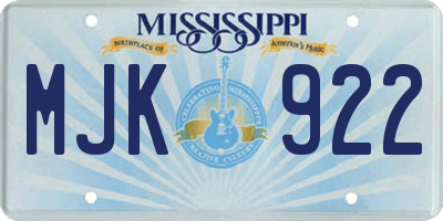 MS license plate MJK922