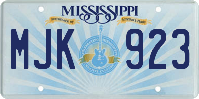 MS license plate MJK923