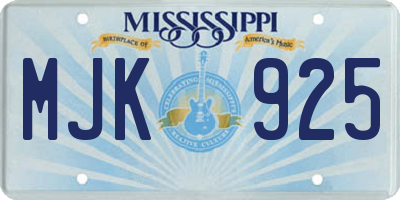 MS license plate MJK925