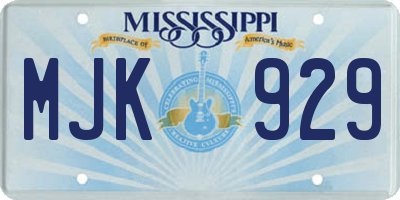 MS license plate MJK929