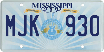 MS license plate MJK930