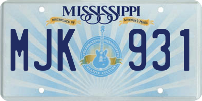 MS license plate MJK931