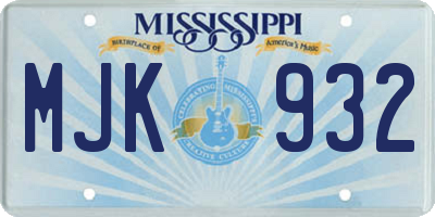 MS license plate MJK932