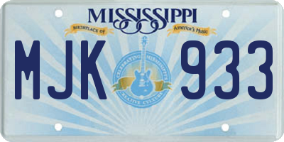 MS license plate MJK933