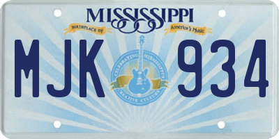 MS license plate MJK934