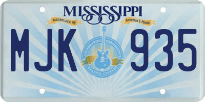 MS license plate MJK935