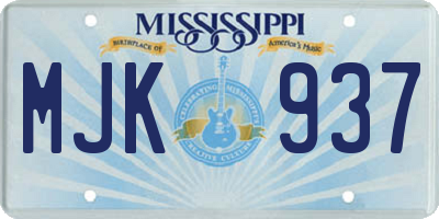 MS license plate MJK937