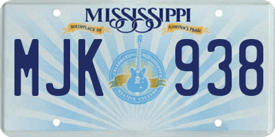 MS license plate MJK938