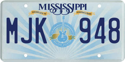 MS license plate MJK948