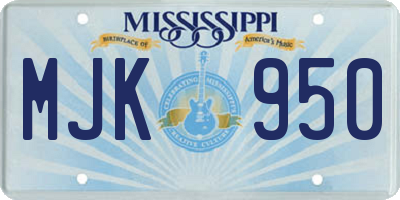MS license plate MJK950