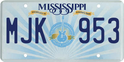 MS license plate MJK953