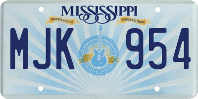 MS license plate MJK954