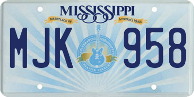 MS license plate MJK958