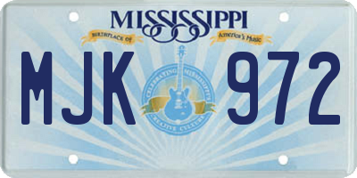 MS license plate MJK972