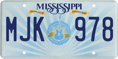MS license plate MJK978