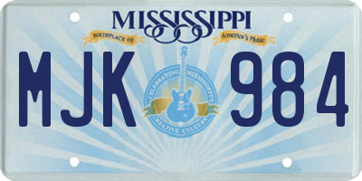MS license plate MJK984