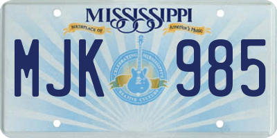 MS license plate MJK985
