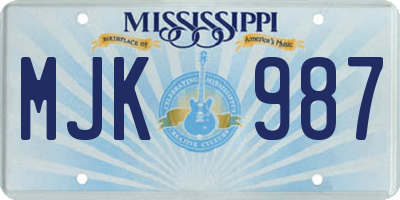 MS license plate MJK987