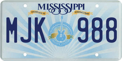 MS license plate MJK988