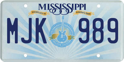 MS license plate MJK989