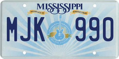 MS license plate MJK990