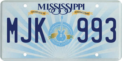 MS license plate MJK993