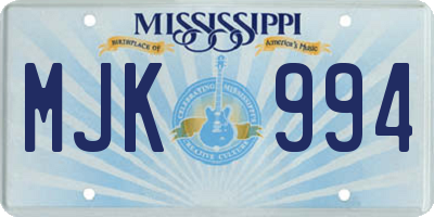 MS license plate MJK994