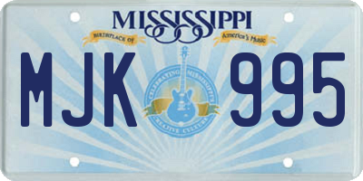 MS license plate MJK995