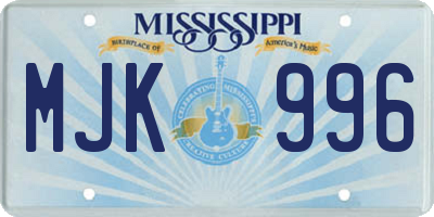 MS license plate MJK996