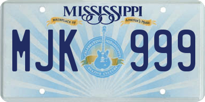 MS license plate MJK999