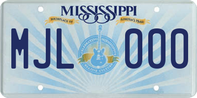 MS license plate MJL000