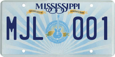 MS license plate MJL001