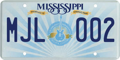 MS license plate MJL002
