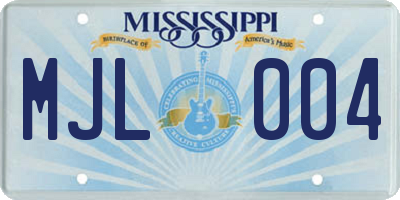 MS license plate MJL004
