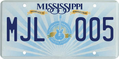 MS license plate MJL005