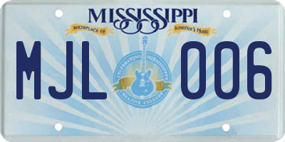 MS license plate MJL006
