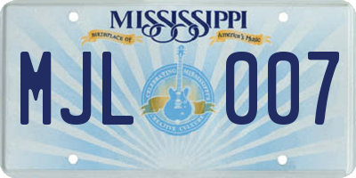 MS license plate MJL007