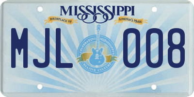 MS license plate MJL008