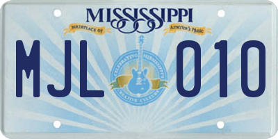 MS license plate MJL010