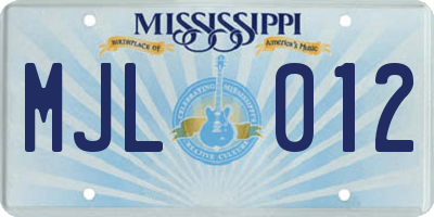 MS license plate MJL012
